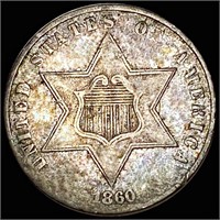 1860 Three Cent Silver XF