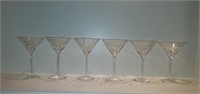 Lot of 6 Etched Martini Glasses