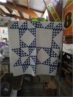 Very nice blue and white quilt. No rips but does