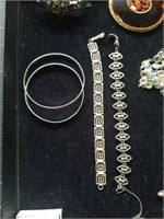 2 sterling bangles and 2 unmarked vintage