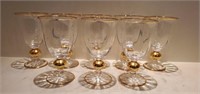 Lot of 8 Stemmed Glasses with Gold Trim