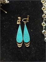 Turquoise and silver earrings. Marked 925 mexico