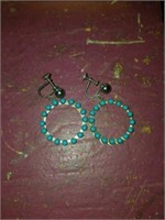 Pair of sterling and turquoise earrings