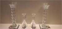 Lot of 4 Beautiful Crystal Glass Candle Holders