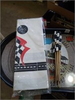 Vintage Indy 500 tablecloth and flag