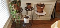 Estate Lot of Misc Flower Pots and Stands