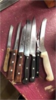 Kitchen knife lot. L to R: Rowoco France,