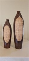 Lot of 2 Pottery Decor Accent Vases