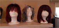 Lot of 3 Nice Wigs with Displays