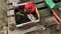 Box of Misc. Roller Chain, 2 Antique Wrench