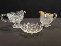 2 Vintage Creamers & 1 Candy Dish