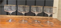 Lot of 4 Lenox Holiday Champagne Glass Gold Trim