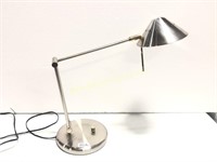 Small brushed stainless adjustable desk lamp