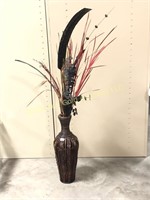 Floral arrangement and wicker vase