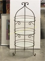 Small metal stand with glass shelves