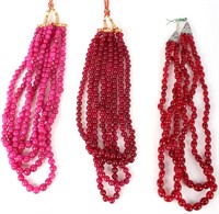 RED & PINK JADEITE LADIES NECKLACES (3)