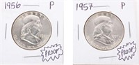 1956 & 1957 PROOF BEN FRANKLIN HALF DOLLARS (2)