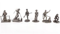 THE FRANKLIN MINT FINE PEWTER AMERICAN FIGURES (6)