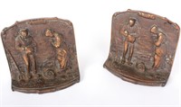 CAST IRON PRAYING FARMERS BOOK ENDS (2)