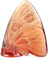 LALIQUE AMBER ENAMELED BUTTERFLY CRYSTAL FIGURINE