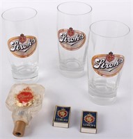 VINTAGE STROHS BEER GLASSES & MATCHES (5)