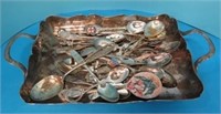 Silverplate Tray w/Souvenir Spoons