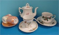 Tea Cups & Saucers & Tea Pot