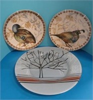 Pottery Barn Decorative Fowl Motif Plates