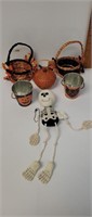 Various Halloween decor and Hallmark skeleton