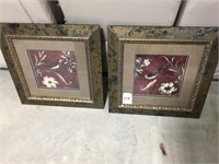 Pr of Decorator Framed Bird Prints ( 25" x 25")