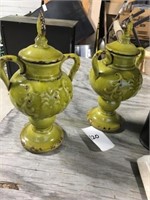 Pair of Green Urns