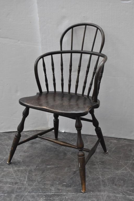 Vintage Wood Barrel Spindle Back Chair, Antique Wooden Barrel Back Chair
