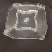 (4) Mikasa Clear Glass Wavy Square Dinner Plate