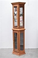 Tall Curio Cabinet Mirror Back Glass Doors &