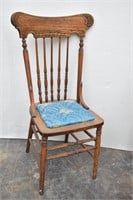 Pressed Back Spindle Chair w/Upholstered Seat