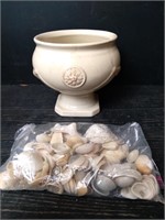 Ceramic Planter w/ Seashells