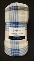 Blue Plaid Fleece Throw NIP 50X60