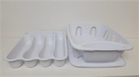 Red Plates, Dish Drainer And Flatware Separator