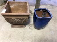(2) Planters (Blue one is cracked but usable)