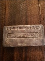 100 Ounce Engelhard Silver Bar, Serial #W104950