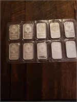 10 1 ounce Scottsdale Silver bars