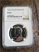 1964 50C Accent Hair Kennedy NGC