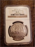 2010 W Disabled veterans MS70 Silver NGC