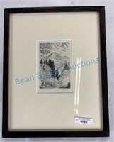 Lyman Bixby etching Longs Peak