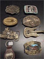 8 pcs. belt buckles & key chain