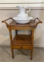 Early American cherry wash stand w/ Bowel& pitcher