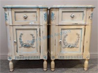 2 country French painted nightstands