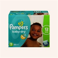 New Pampers baby dry 12 hour 150 diapers, size 5
