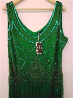 Uniq Sense Women's Sequin Dress-3XL Green