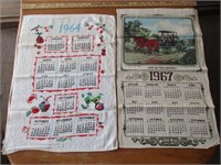 2 Vintage Calendar Towels 1964 & 1967